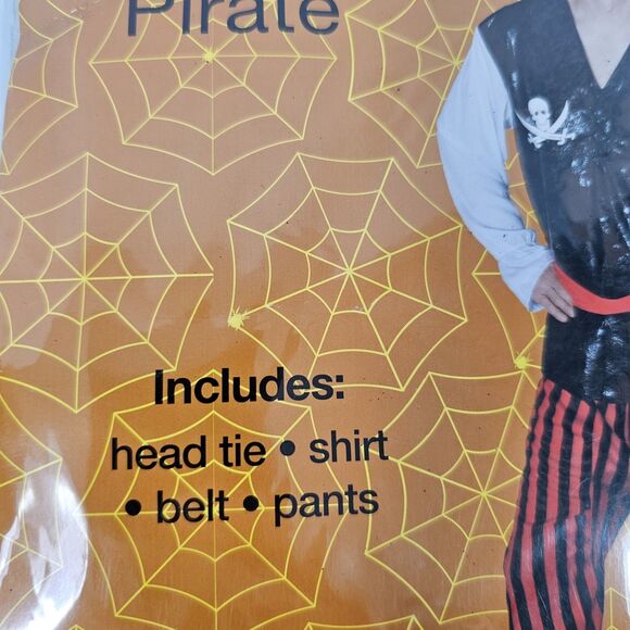 Spooky Village Adult OS Pirate Gasparilla Costume Set, Striped Pants, Head Tie - Picture 4 of 4